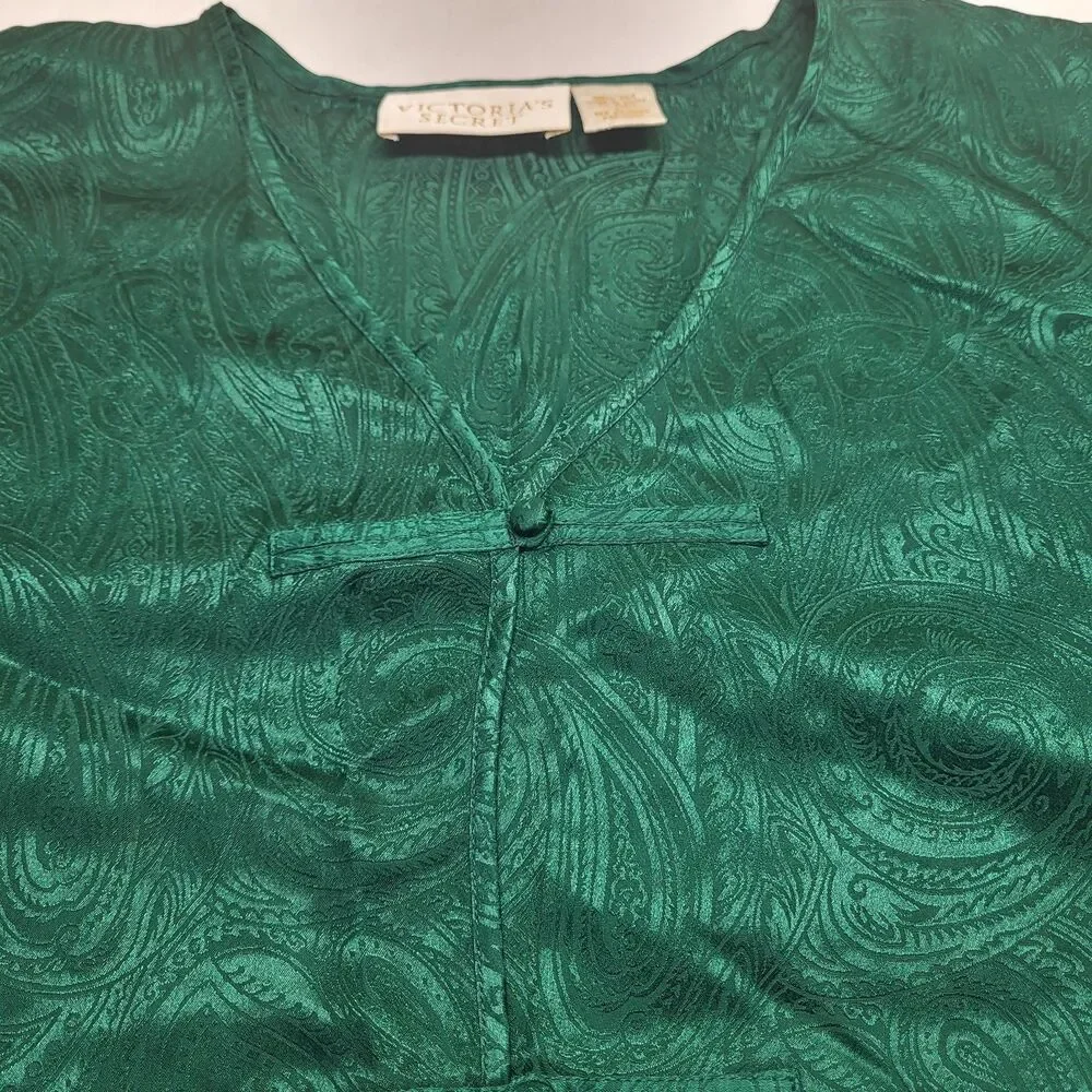 VTG Victoria's Secret LG Gold Label 100% Silk 90s Y2K Sleep Shirt Green Asian
